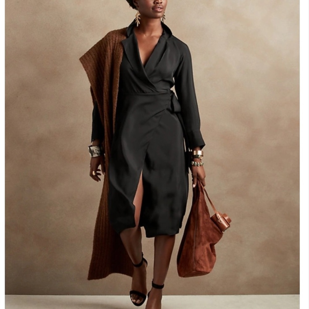 NWT Banana Republic Blazer Wrap Dress Black Medium M